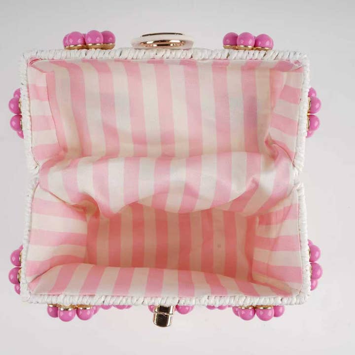 By Jenna Lee - Wholesale Top Handle Bag - Women's - Wicker Bucket Daisy Flower Purse26