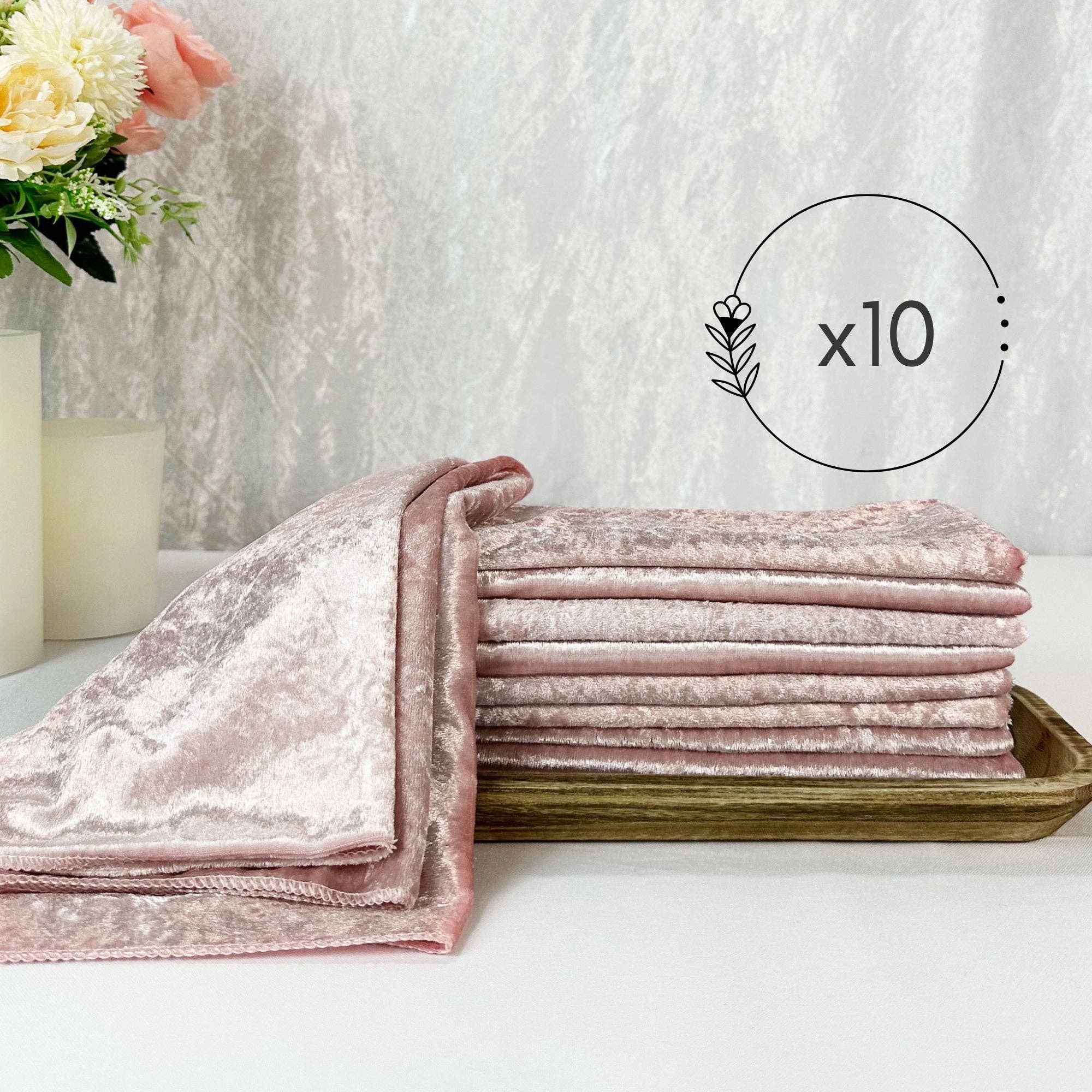 YOUR CHAIR COVERS - Wholesale Dinner & Cloth Napkin - 20 Inch Crushed Velvet Cloth Napkins Blush (Pack of 10)2