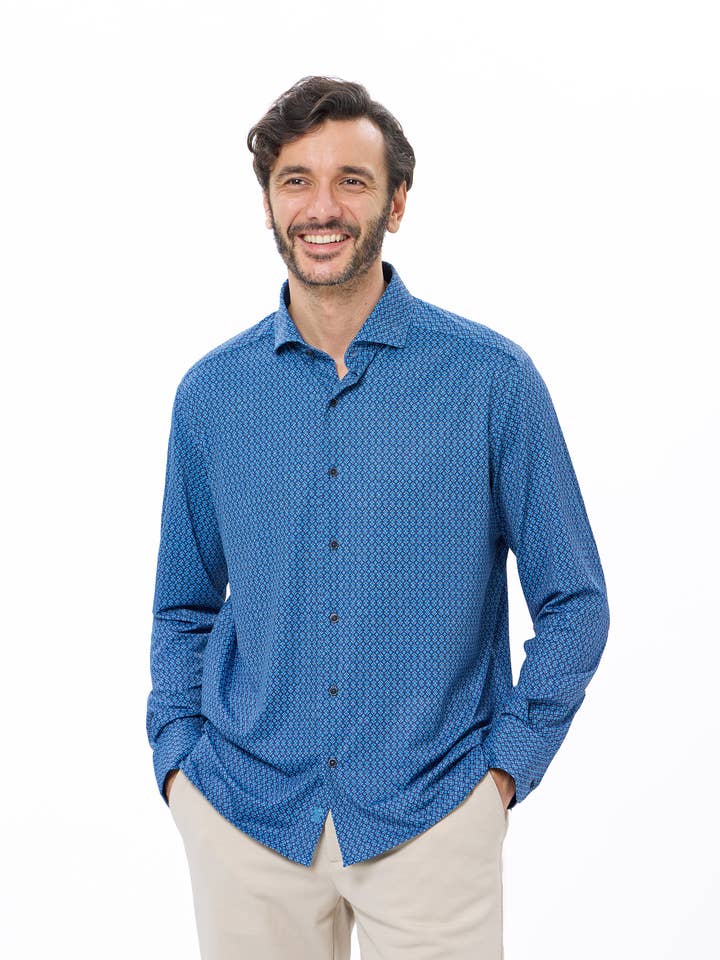 Mehrfarbiges Geo-Regenbogen-Splash-Print-Hemd für den Großhandel von Luchiano Visconti