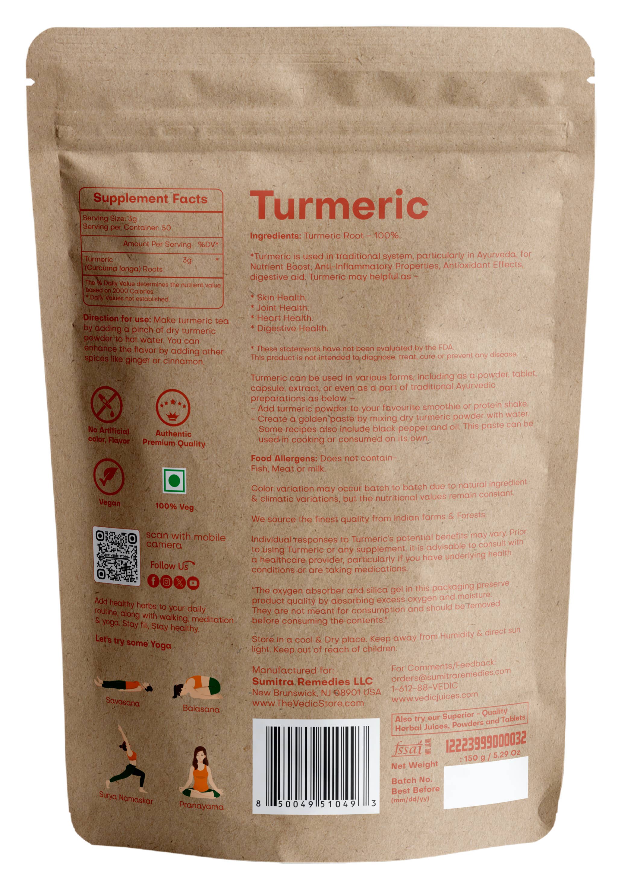 Vedic Juices - Wholesale Protein/Superfood Powder - Vedic Herbs Turmeric Root1