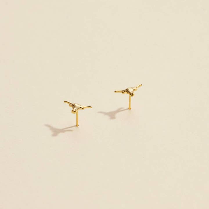 Frem - Wholesale Stud/Post Earrings - Bull Head Gold Dip Stud Earrings
