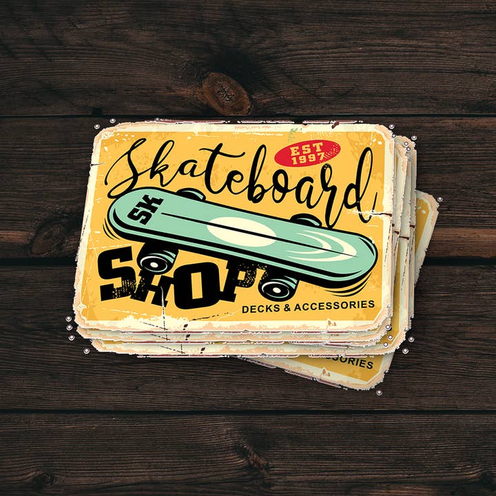 Skateboard Sticker | Vintage Shop Graphic | Durable Vinyl and other Purchase Wholesale skate stickers. Free Returns & Net 60 Terms on Faire trending on Faire.