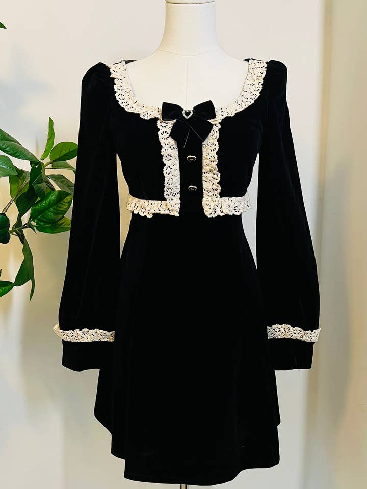 Witchwood Bags - Wholesale Dress - Women's - Sabrina - Luscious 60s style Velvet mini dress READY TO SHIP5