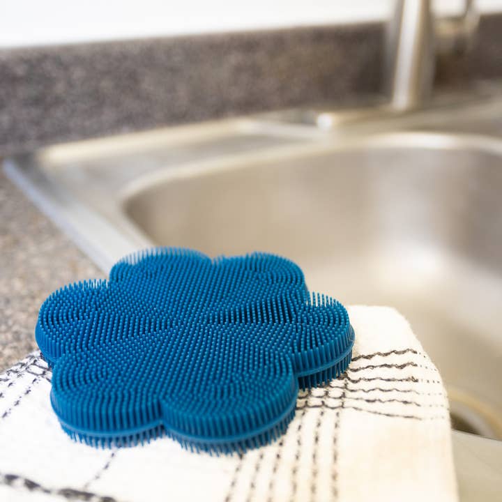 Fox Run Brands - Wholesale Cleaning Sponge - Fox Run Silicone Dish Scrubbing Brush, Navy, 4.4” x 4.7”