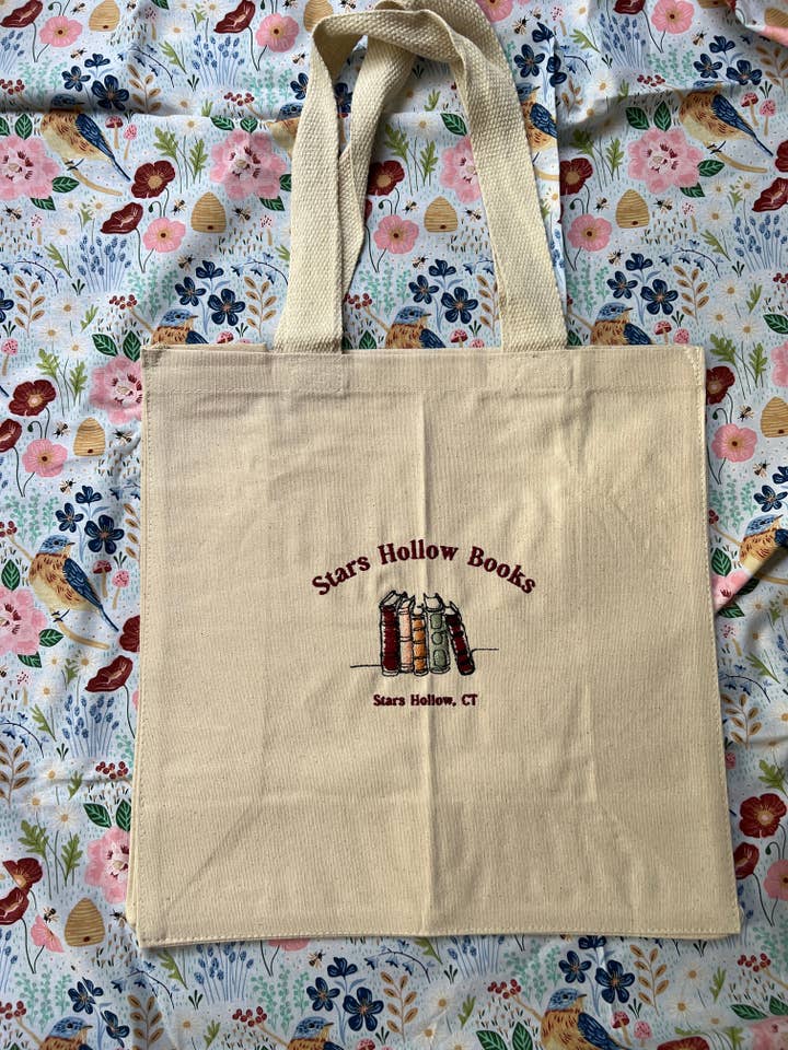 Stars Hollow Books Embroidered Tote for wholesale by Splendid Threads Co