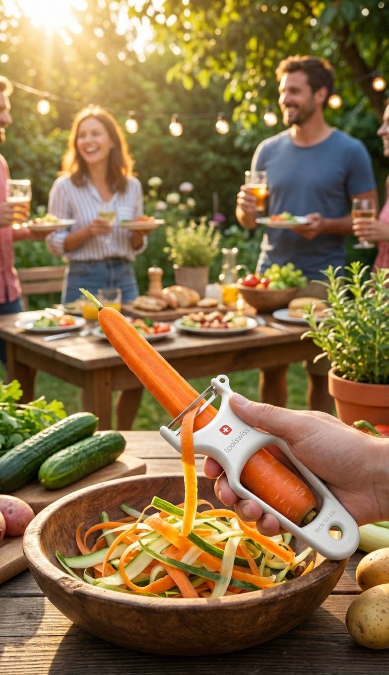 Kadra Kitchenware - Vente Économes - Toolswiss Classinox - Éplucheur à légumes avec lame en acier inoxydable, blanc2