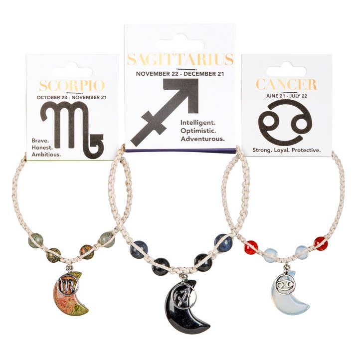 Benjamin International - Wholesale Charm/Dangle Bracelet - ZODIAC SIGN HEMP BRACELETS