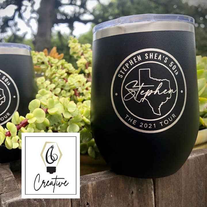 66 Creative - Wholesale Insulated Mug/Tumbler - 12 oz Stemless Wine Tumbler w/Lid - Custom Engraved4