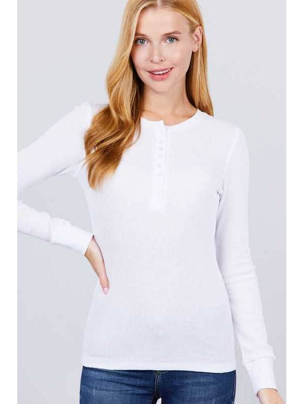 Vanilla Monkey - Wholesale Knit Top - Women's - Long Sleeve Henley Thermal Knit Top33