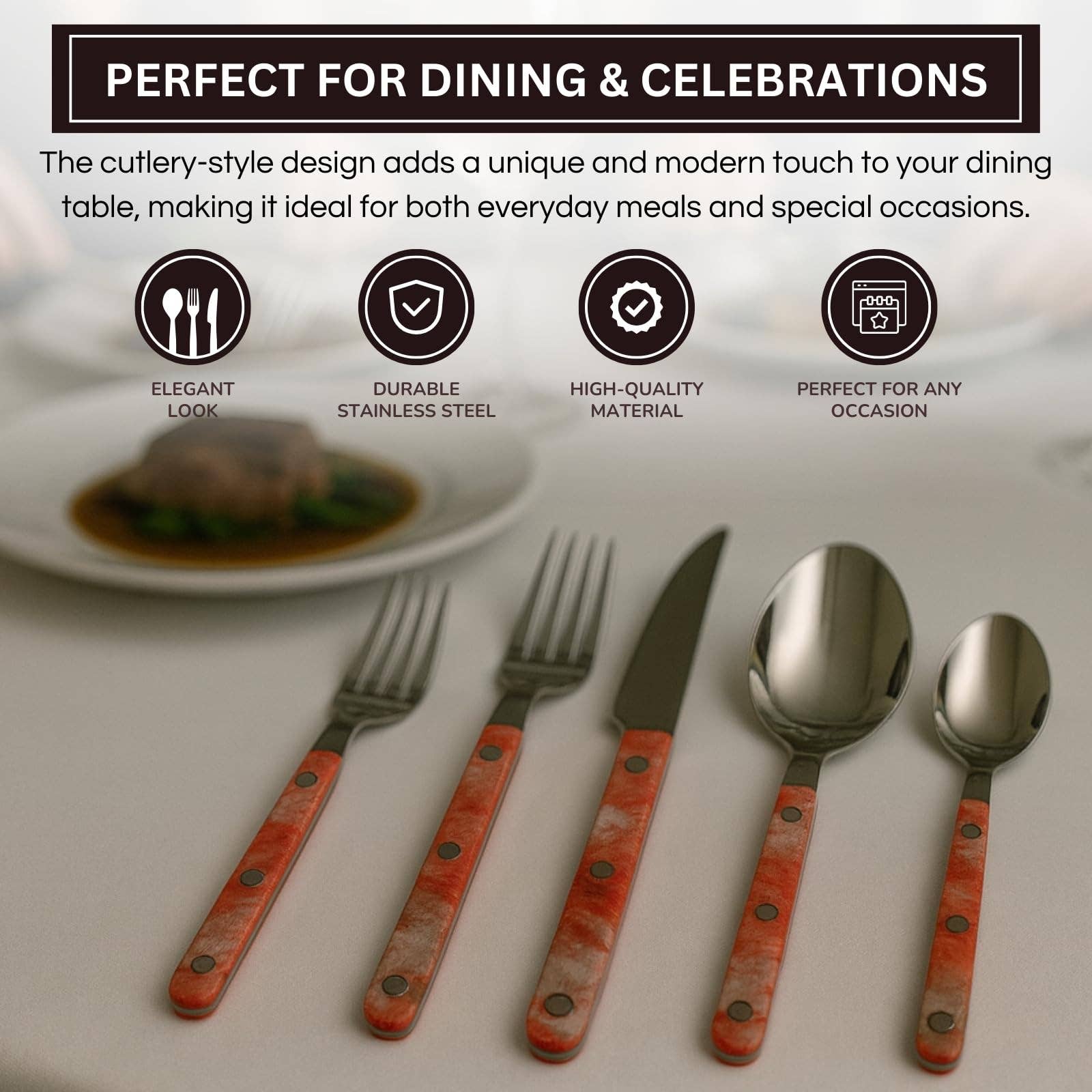 The Wine Savant /  Khen Glassware - Wholesale Flatware Set - 20-Piece Flatware Set - Blush Storm Color French Cutlery Set2