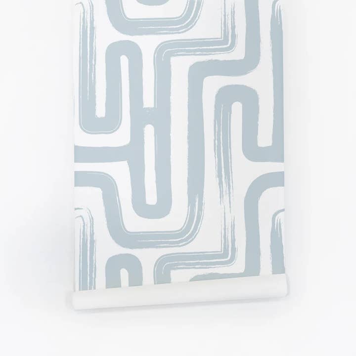 Blue Paintbrush Maze Removable Wallpaper for wholesale by Livettes Wallpaper