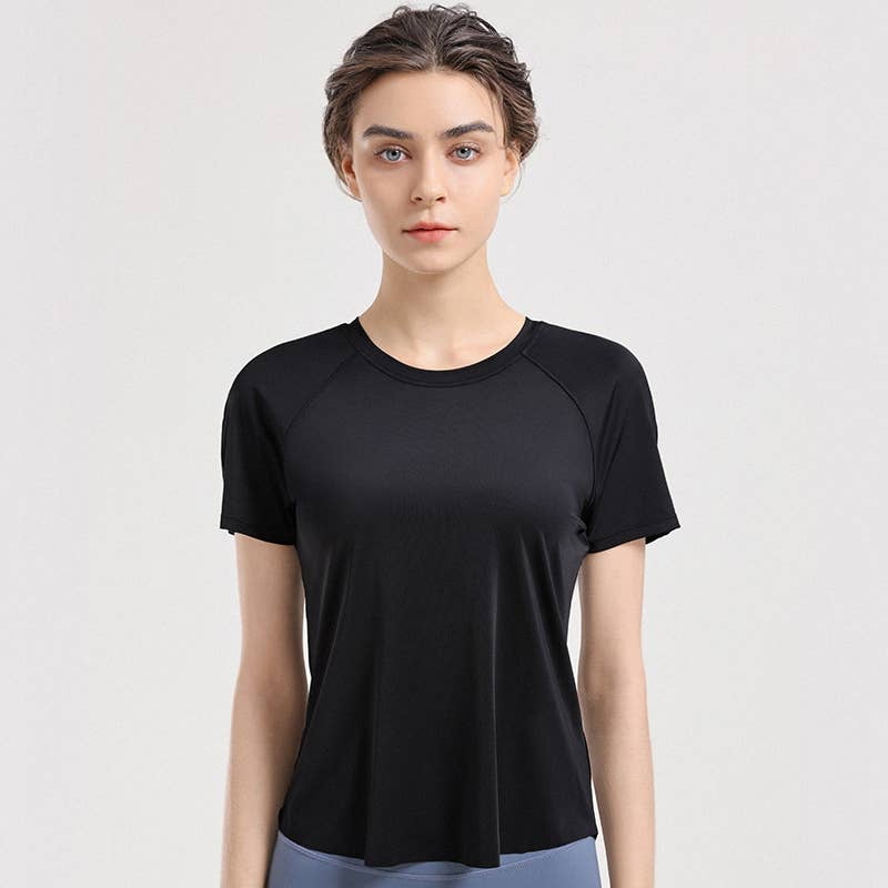 ELKLENS – wholesale Sportöverdel – Dam – Loose Cool Feel Yogakläder Träningskläder med rynkor10