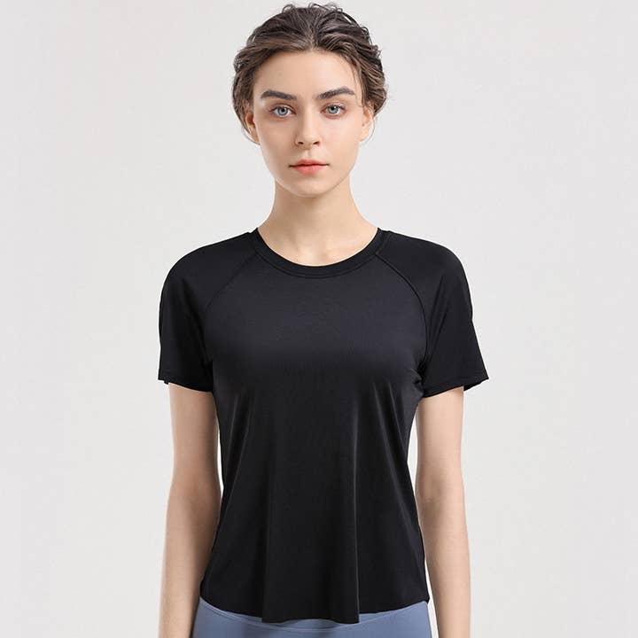 ELKLENS – wholesale Athletic top – Women′s – Loose Cool Feel Yoga Clothing Ruched Back Fitness Clothing10