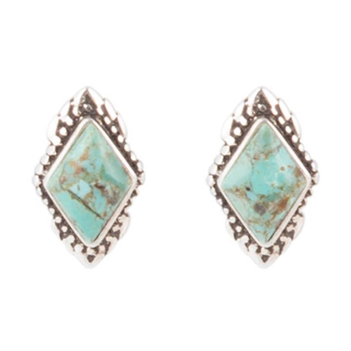 Anemone Petite Turkos och Sterling Silver Stud Örhängen för wholesale av Barse Jewelry