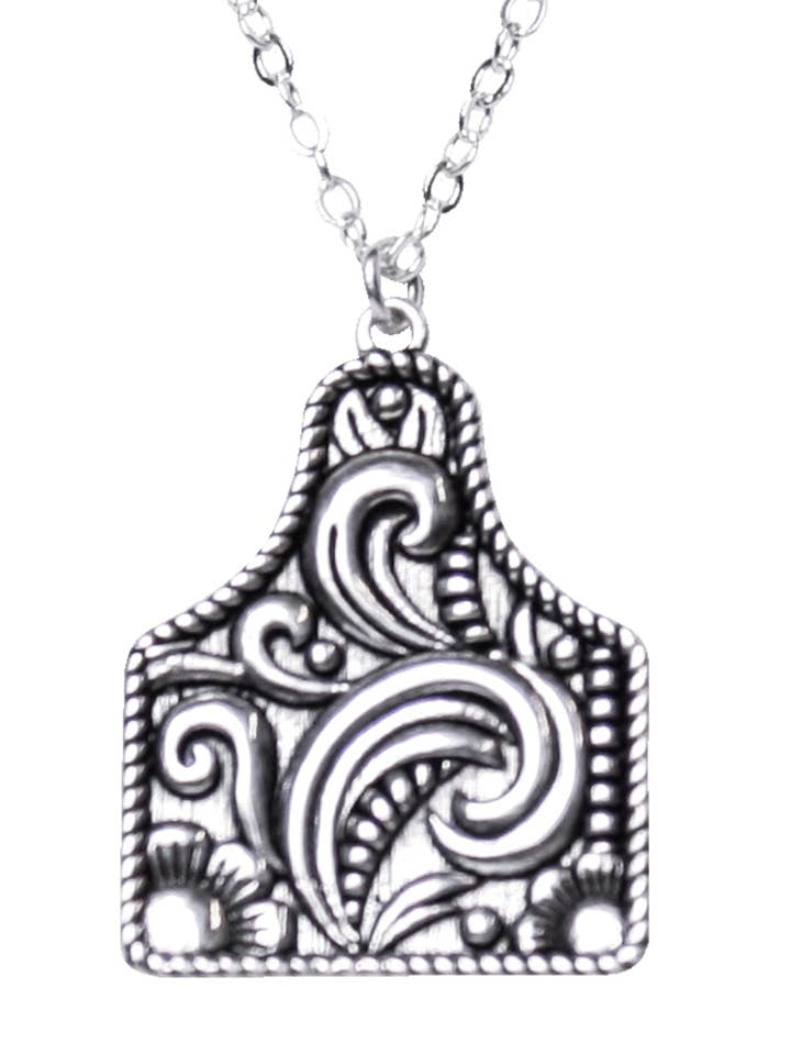 WESTERN 925 STERLING SILVER CATTLE TAG NECKLACE for wholesale by Snowing West