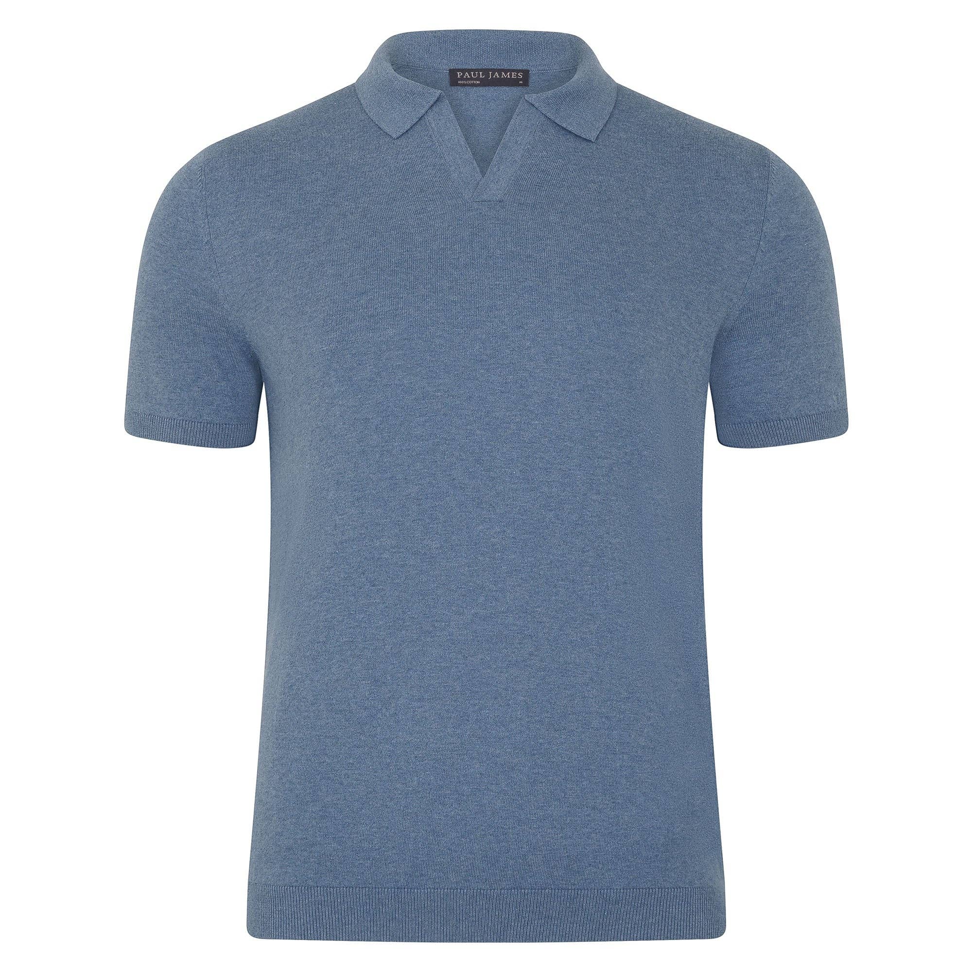 Paul James Knitwear - Wholesale Polo - Heren - Heren Ultra Fijne Katoenen Poloshirt Zonder Knopen24