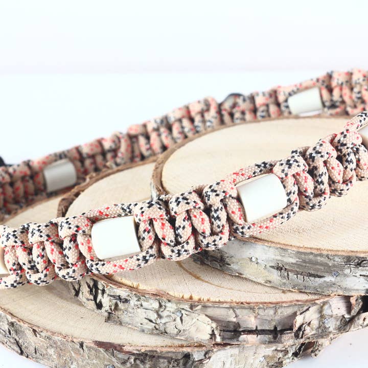 EM ceramic jewelry collar “Tartan Beige” for wholesale by Pawcord by Franzi