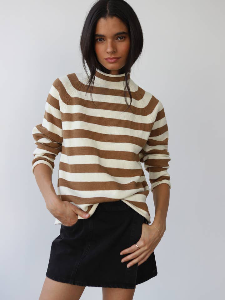 The Mock Neck - Ginger Root for wholesale by Callahan Knitwear