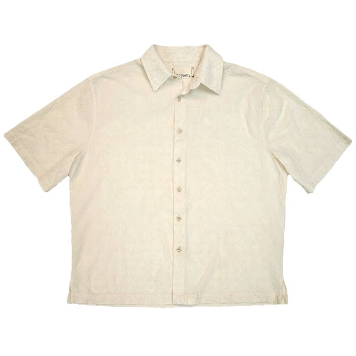 Aaron's Garment washed Camp shirts Undyed Oatmeal for wholesale by ipitemi