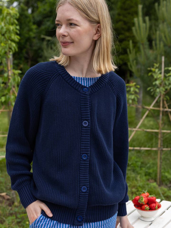 Danechunk Cotton Rib Cardigan Dark Navy for wholesale by Danefae København