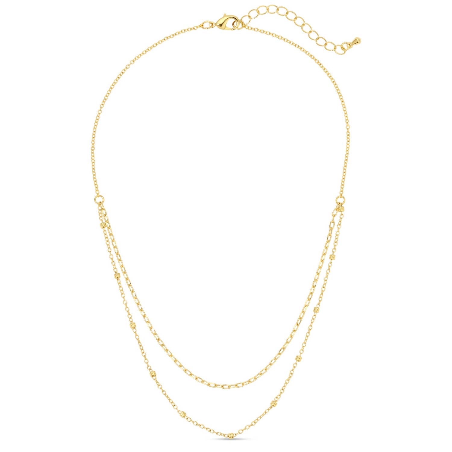 Splendid Iris - Wholesale Link & Chain Necklace - Delicate Double Appeal Necklace1