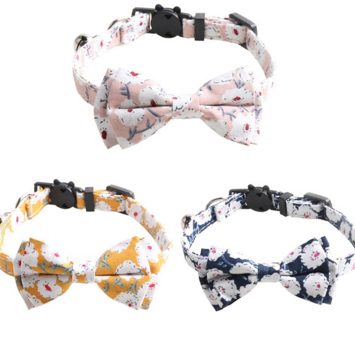 Mokka – Floral Bowtie Cat Collar with Breakaway Buckle for wholesale by Cheerhunting