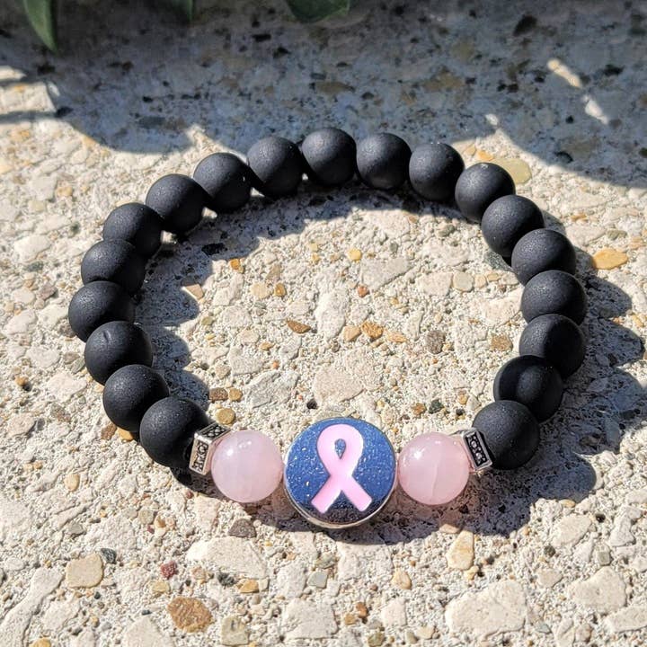 F #ck Bracelet Onyx Cancer du sein pour la vente par Most Radiant Beads LLC