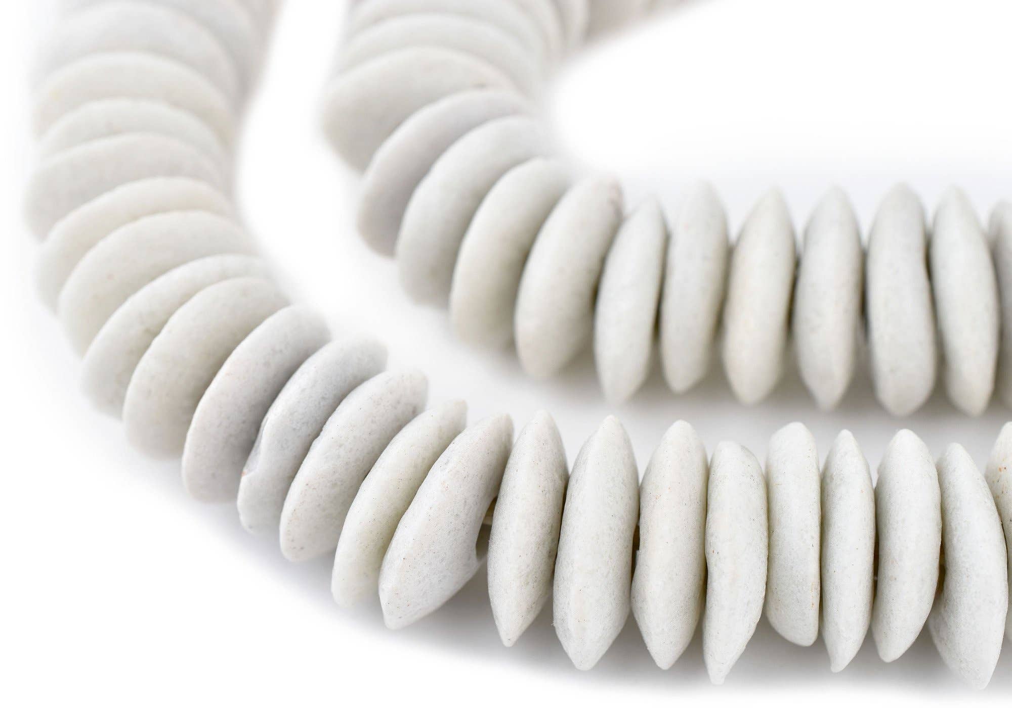 The Bead Chest - Wholesale Beads - 23mm White Ashanti Glass Saucer Beads1