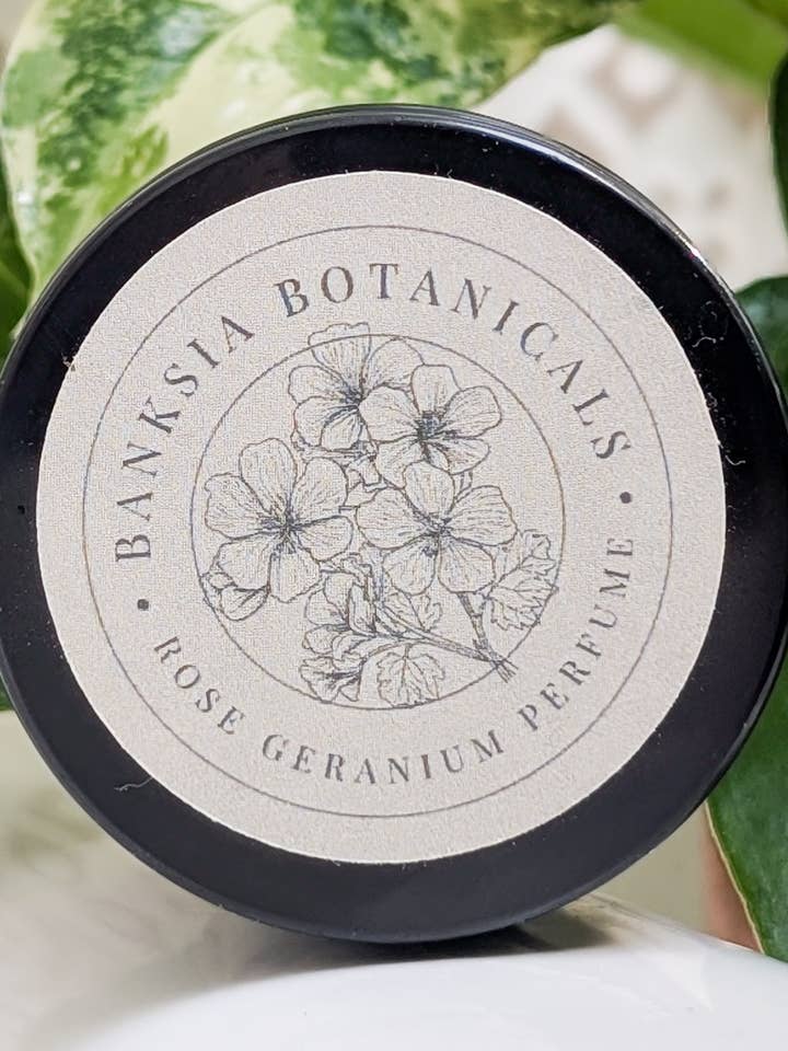 Rose Geranium Solid Perfume for wholesale by Banksia Botanicals