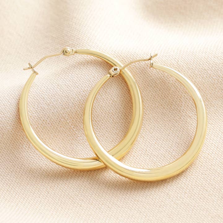 Lisa Angel - Wholesale Hoop Earrings - Gold Stainless Steel Large Chunky Hoops