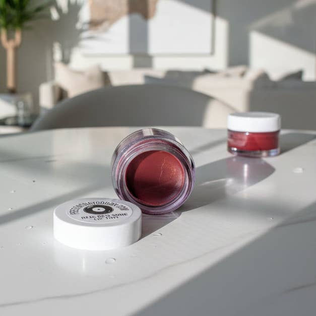 Rød Rød Vin Læbe- og Kindfarve, 1 oz. klar krukke for engroshandel hos Present Day Goods