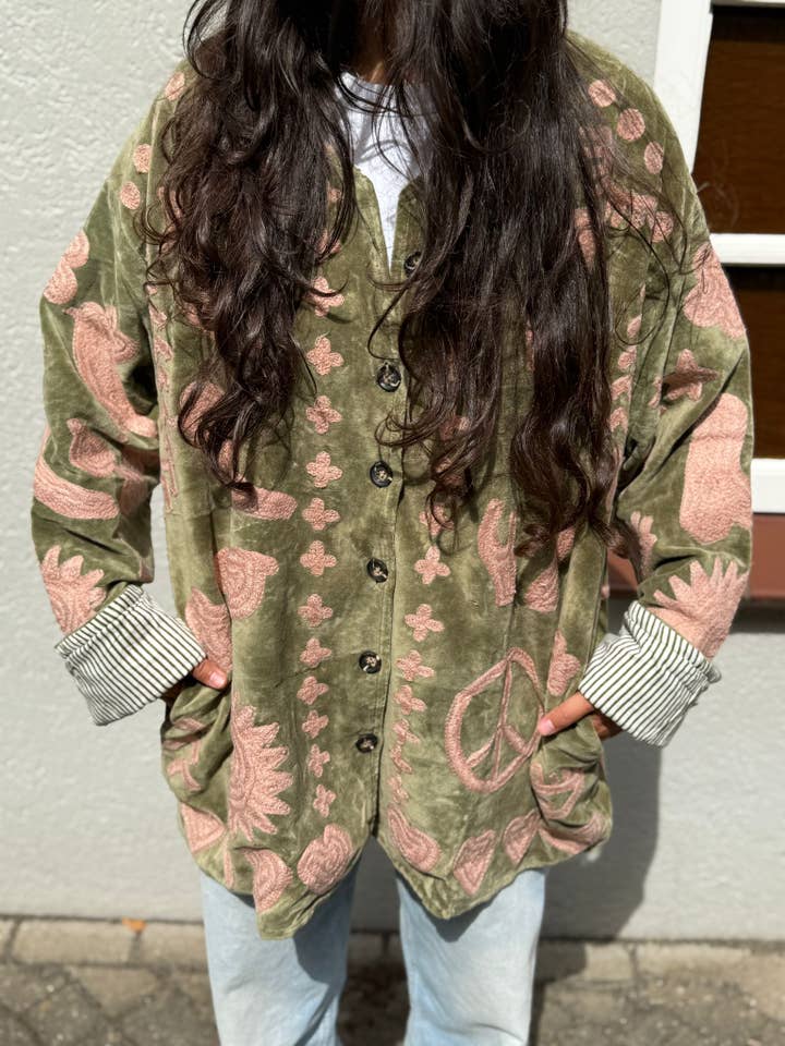 ToutVintage - Wholesale Jacket - Women's - Velvet Jacket DREAM green pink2