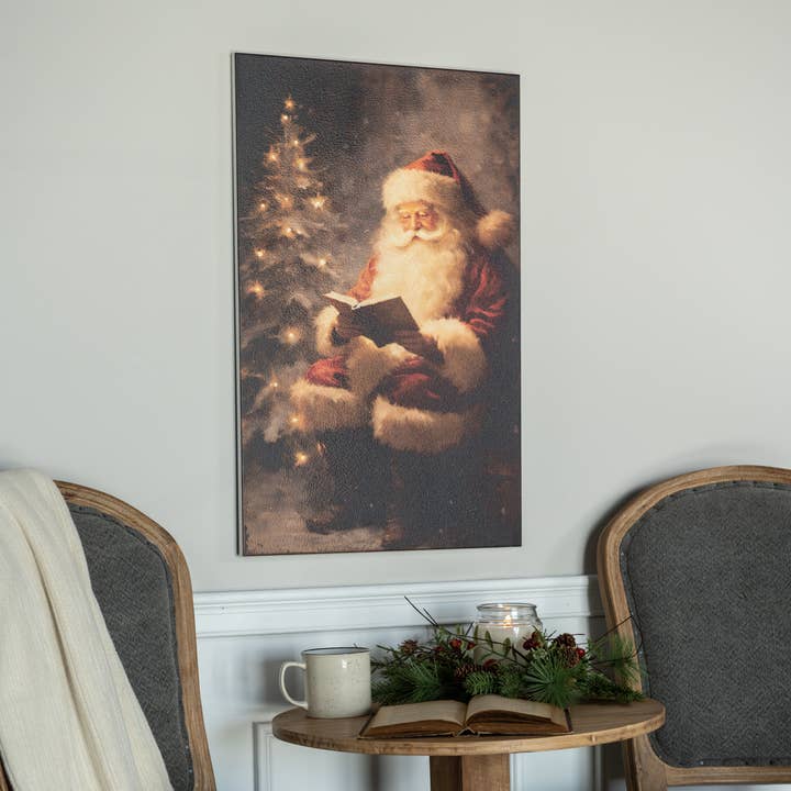 28" x 18" LÄSANDE TOMTE I SKOG TRYCK för wholesale av Ragon House