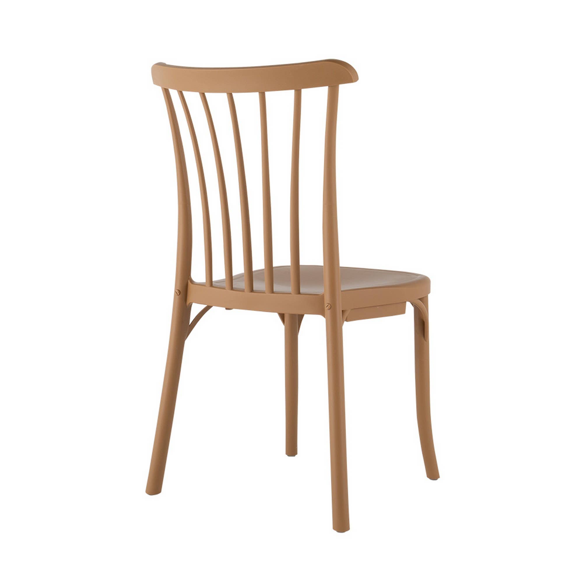 HomeRoots - Wholesale Chair - Set of Two Tan and Natural Heavy Duty Plastic Slat Back Dining Side Chairs4