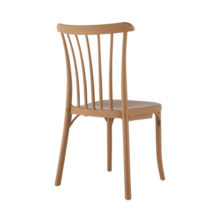 HomeRoots - Wholesale Chair - Set of Two Tan and Natural Heavy Duty Plastic Slat Back Dining Side Chairs4