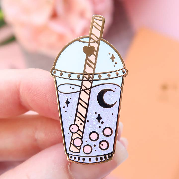 Pastel Celestial Boba Enamel Pin for wholesale by Lula Rocks