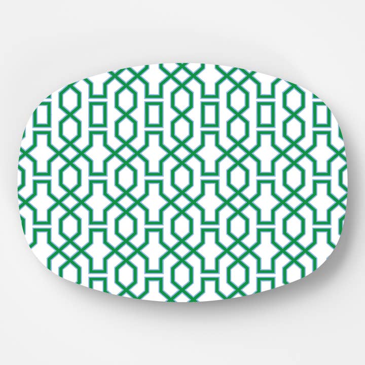 Plat de service WH | Treillis vert pour la vente par WH Hostess Social Stationery