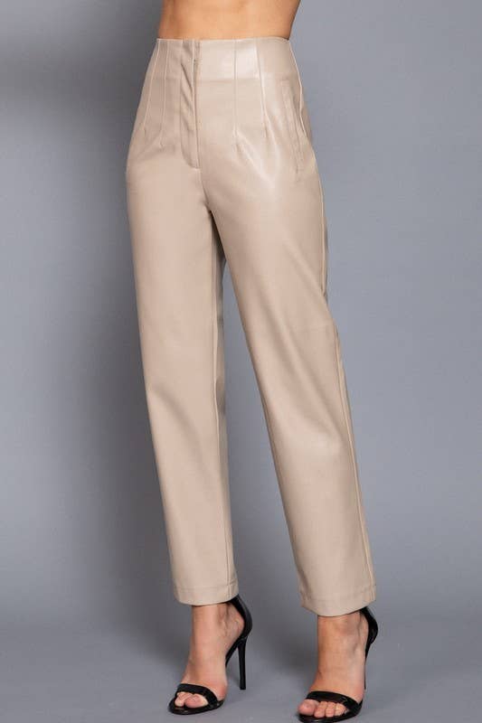 Lemon Tree - Wholesale Pants - Women's - HIGH WAIST SLIM FIT FAUX LEATHER LONG PANTS6