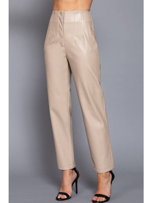 Lemon Tree - Wholesale Pants - Women's - HIGH WAIST SLIM FIT FAUX LEATHER LONG PANTS6