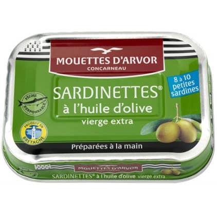 French Feast - Wholesale Tinned Fish - Mouettes d'Arvor Small sardines (sardinettes) in EVOO