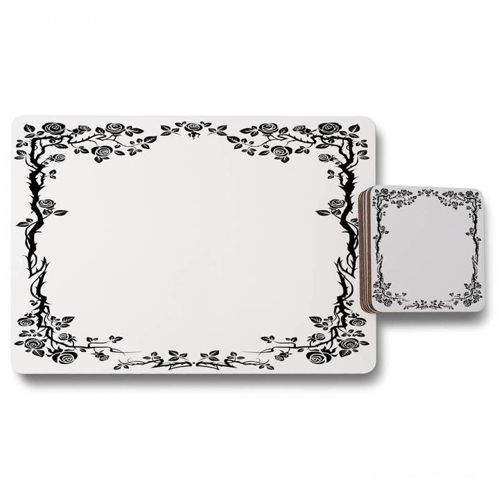 Rose & Vine Silhouette (Placemat & Coaster Set) for wholesale by Benjamin Tate Design