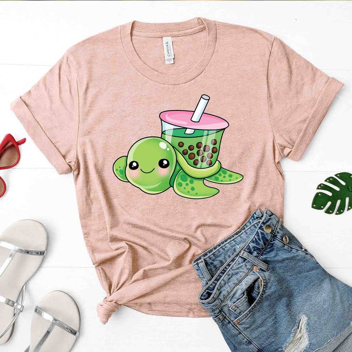 Camiseta estampada Boba Turtle por atacado de Superr Sunday