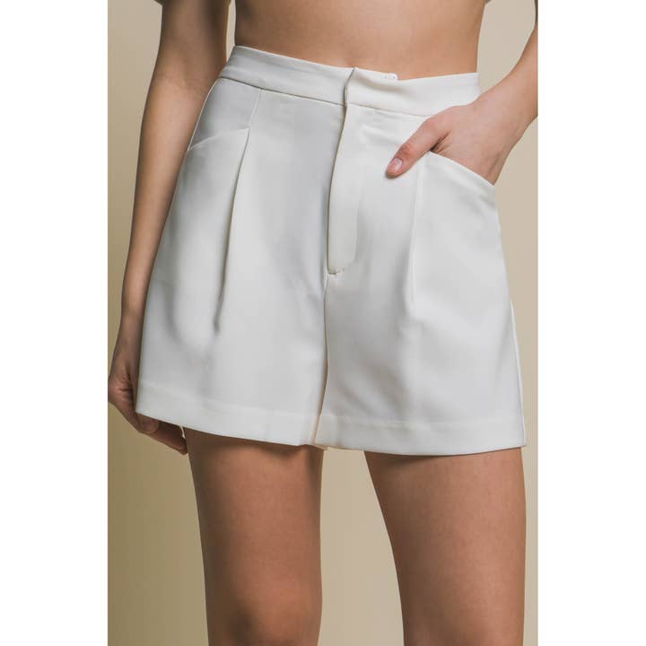 Pleated Waist Woven Shorts for wholesale by Timeless