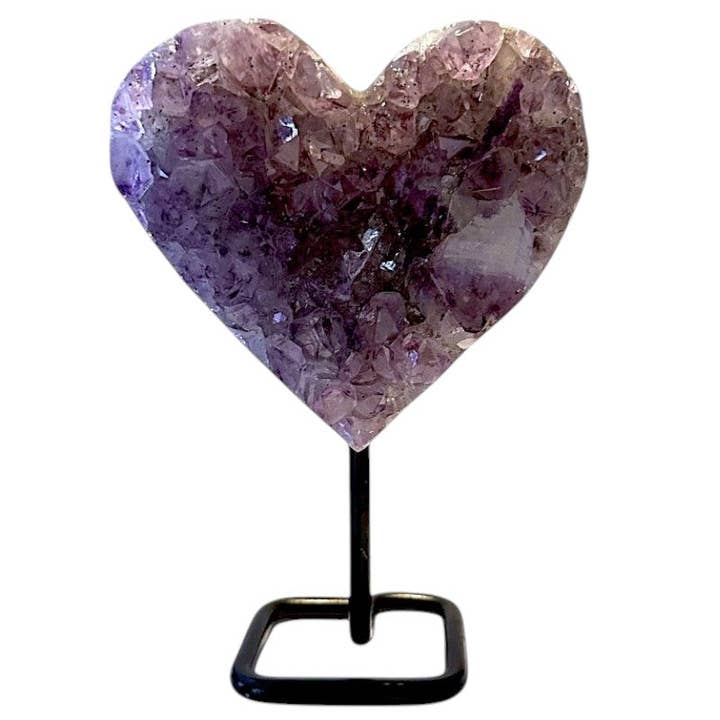 La Boîte à Cailloux - Wholesale Spiritual Stone/Crystal - Raw amethyst heart Brazil AA on metal stand