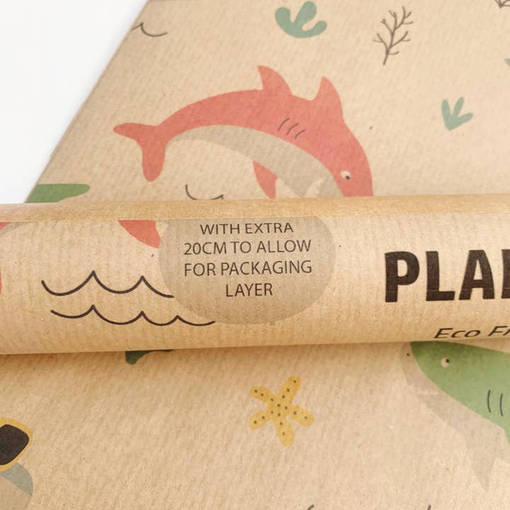 PlanetWrapIt โ wholesale Wrapping paper roll โ Shark Recycled Kraft Wrapping Paper Gift Wrap4