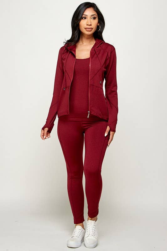 Newself Collection - Wholesale Activewear Set - Women's - ACTIVEWEAR THREE PIECE HOODIE SET0