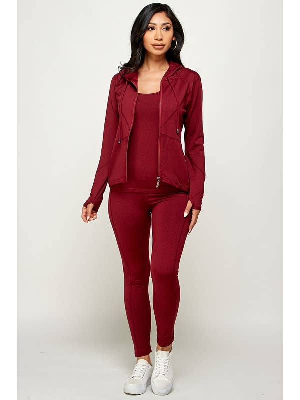 Newself Collection - Wholesale Activewear Set - Women's - ACTIVEWEAR THREE PIECE HOODIE SET