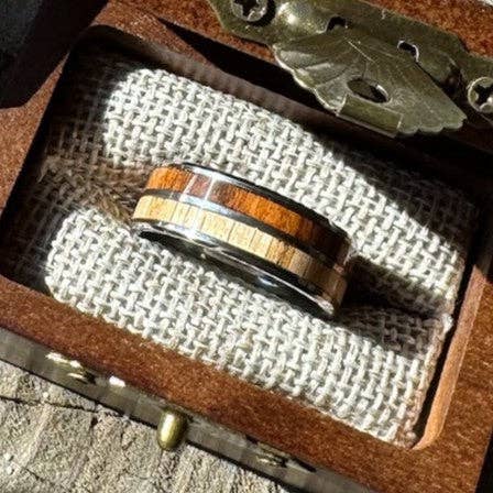 Stonington Designs/Hitch-Crafter - Wholesale Band/Stacked Ring - Latitude — 8mm Double Wood Inlay Tungsten Ring3