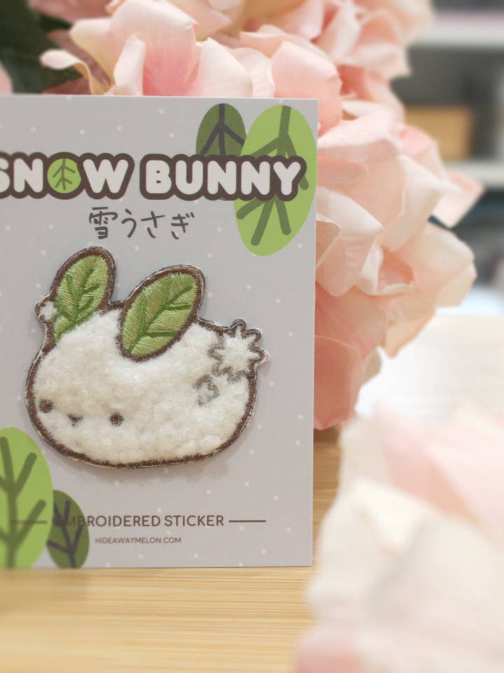 Snow Bunny - 2in Embroidered Sticker Patch for wholesale by HideawayMelon