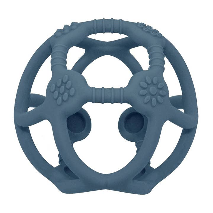 Living Textiles - Wholesale Teether (Not Clip-On) - Baby - Silicone Teething Ball - Steel Blue